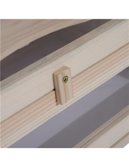 PawHut Wooden Hamster Cage Mouse Mice Rodent Small Animals Hutch Exercise Play House 60 x 35 x 42cm, Natural Wood Finish