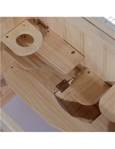 PawHut Wooden Hamster Cage Mouse Mice Rodent Small Animals Hutch Exercise Play House 60 x 35 x 42cm, Natural Wood Finish