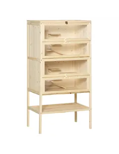 PawHut Wooden Large Hamster Cage, Gerbil Cage 4 Layers with Tall Bottom & Storage Shelf