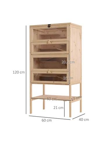 PawHut Wooden Large Hamster Cage, Gerbil Cage 4 Layers with Tall Bottom & Storage Shelf