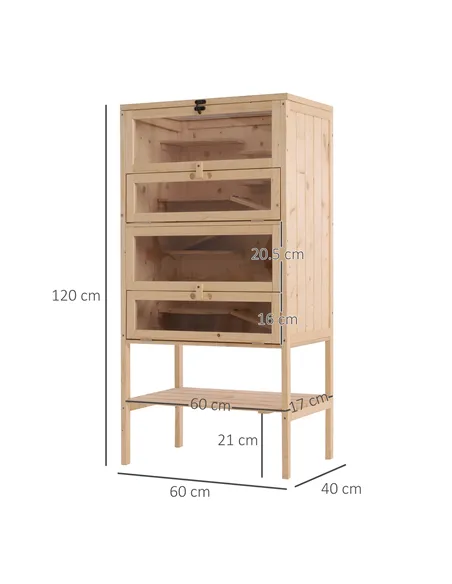 PawHut Wooden Large Hamster Cage, Gerbil Cage 4 Layers with Tall Bottom & Storage Shelf