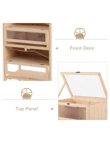 PawHut Wooden Large Hamster Cage, Gerbil Cage 4 Layers with Tall Bottom & Storage Shelf