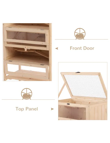 PawHut Wooden Large Hamster Cage, Gerbil Cage 4 Layers with Tall Bottom & Storage Shelf