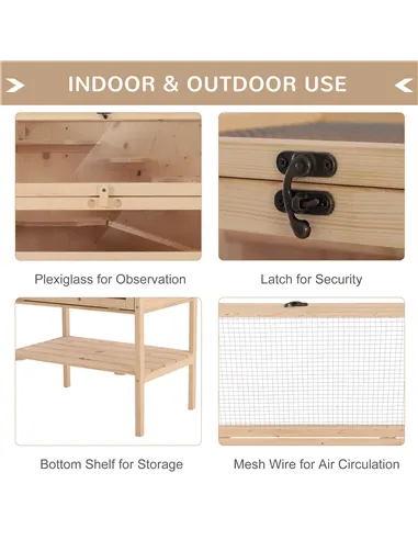 PawHut Wooden Large Hamster Cage, Gerbil Cage 4 Layers with Tall Bottom & Storage Shelf