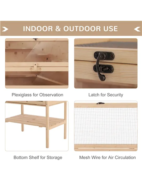 PawHut Wooden Large Hamster Cage, Gerbil Cage 4 Layers with Tall Bottom & Storage Shelf