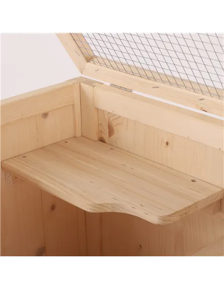 PawHut Wooden Large Hamster Cage, Gerbil Cage 4 Layers with Tall Bottom & Storage Shelf