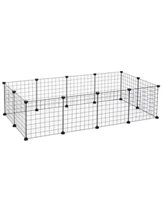PawHut DIY Pet Playpen Metal Wire Fence 12 Panel Enclosure Indoor Outdoor Guinea Pig Bunny Small Animals Cage Black