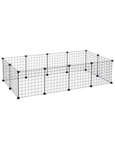 PawHut DIY Pet Playpen Metal Wire Fence 12 Panel Enclosure Indoor Outdoor Guinea Pig Bunny Small Animals Cage Black