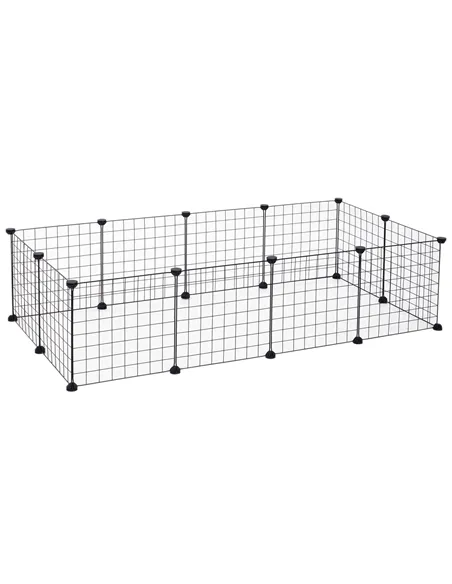 PawHut DIY Pet Playpen Metal Wire Fence 12 Panel Enclosure Indoor Outdoor Guinea Pig Bunny Small Animals Cage Black