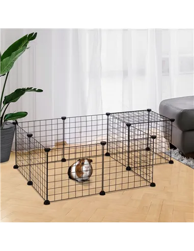 PawHut DIY Pet Playpen Metal Wire Fence 12 Panel Enclosure Indoor Outdoor Guinea Pig Bunny Small Animals Cage Black