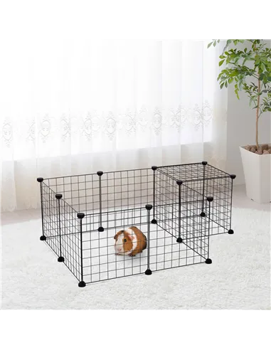 PawHut DIY Pet Playpen Metal Wire Fence 12 Panel Enclosure Indoor Outdoor Guinea Pig Bunny Small Animals Cage Black