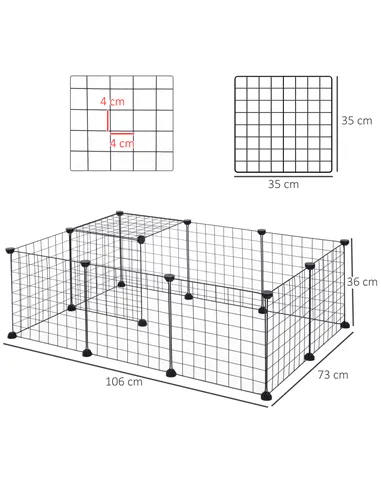 PawHut DIY Pet Playpen Metal Wire Fence 12 Panel Enclosure Indoor Outdoor Guinea Pig Bunny Small Animals Cage Black