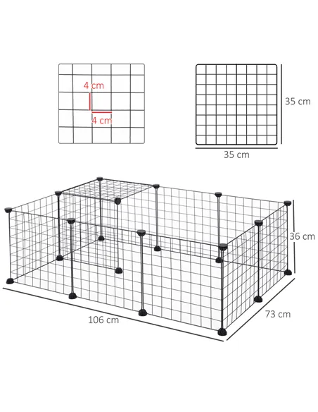 PawHut DIY Pet Playpen Metal Wire Fence 12 Panel Enclosure Indoor Outdoor Guinea Pig Bunny Small Animals Cage Black