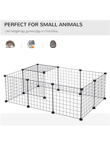 PawHut DIY Pet Playpen Metal Wire Fence 12 Panel Enclosure Indoor Outdoor Guinea Pig Bunny Small Animals Cage Black