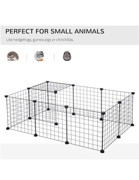 PawHut DIY Pet Playpen Metal Wire Fence 12 Panel Enclosure Indoor Outdoor Guinea Pig Bunny Small Animals Cage Black