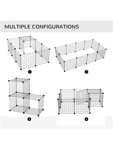 PawHut DIY Pet Playpen Metal Wire Fence 12 Panel Enclosure Indoor Outdoor Guinea Pig Bunny Small Animals Cage Black