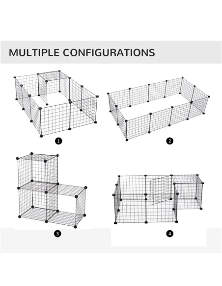PawHut DIY Pet Playpen Metal Wire Fence 12 Panel Enclosure Indoor Outdoor Guinea Pig Bunny Small Animals Cage Black