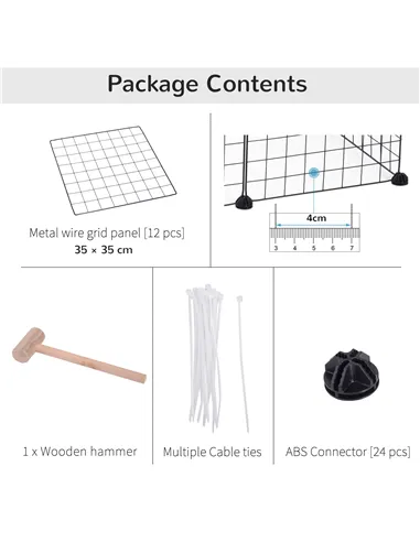 PawHut DIY Pet Playpen Metal Wire Fence 12 Panel Enclosure Indoor Outdoor Guinea Pig Bunny Small Animals Cage Black