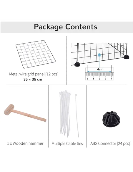 PawHut DIY Pet Playpen Metal Wire Fence 12 Panel Enclosure Indoor Outdoor Guinea Pig Bunny Small Animals Cage Black