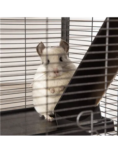 PawHut Small Animal Cage with Wheels Pet Home for Chinchillas Ferrets Kittens, with Hammock, 4 Platforms, Removable Tray, Silver