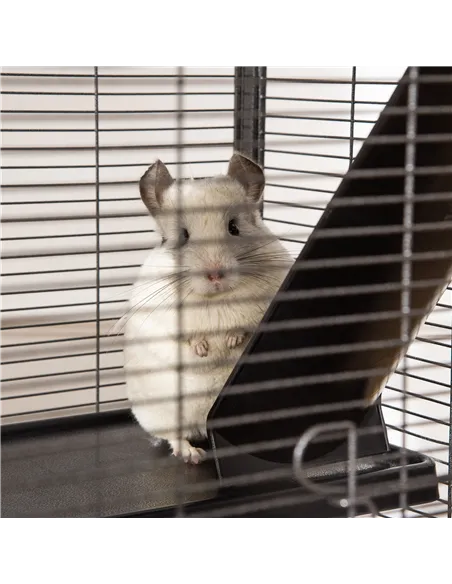 PawHut Small Animal Cage with Wheels Pet Home for Chinchillas Ferrets Kittens, with Hammock, 4 Platforms, Removable Tray, Silver