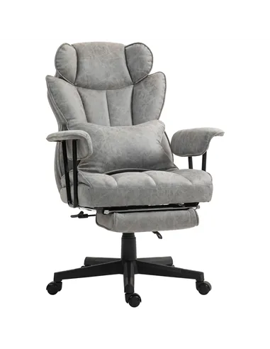 HOMCOM Executive Office Chair, Ergonomic Desk Chair with Foot Rest, Lumbar Support, Reclining Function and Wide Seat, Grey