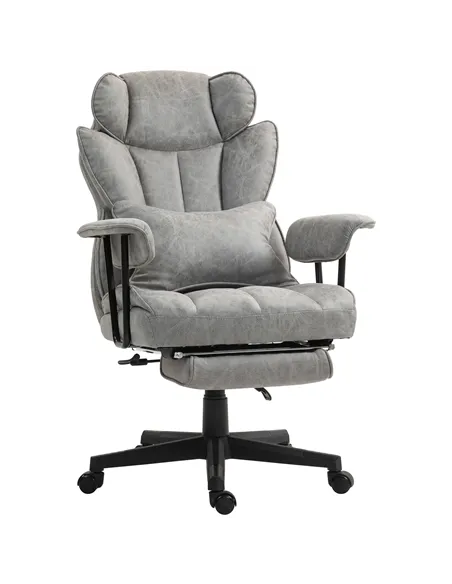 HOMCOM Executive Office Chair, Ergonomic Desk Chair with Foot Rest, Lumbar Support, Reclining Function and Wide Seat, Grey