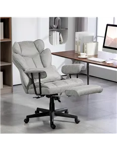HOMCOM Executive Office Chair, Ergonomic Desk Chair with Foot Rest, Lumbar Support, Reclining Function and Wide Seat, Grey 2