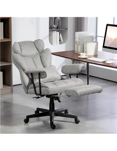 HOMCOM Executive Office Chair, Ergonomic Desk Chair with Foot Rest, Lumbar Support, Reclining Function and Wide Seat, Grey