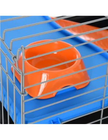 PawHut Small Animal Cage Rabbit Guinea Pigs Chinchillas Cage w/ Wheels Water Bottle Food Dish Platform Ramp 89 x 44 x 43 cm Blac