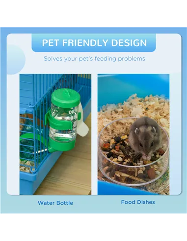 PawHut 5 Tier Hamster Cage Carrier Habitat with Exercise Wheels Tunnel Tube Water Bottle Dishes House Ladder for Dwarf Mice, Blu