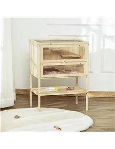 PawHut Wooden Hamster Cage with Storage Shelf, Small Animal Exercise Play House with Openable Top, for Hamsters, Gerbils, 60 x 4 2