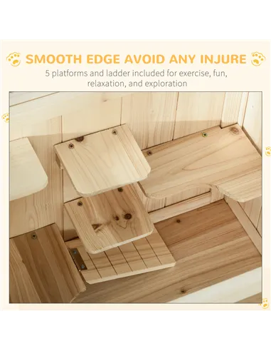 PawHut Wooden Hamster Cage with Storage Shelf, Small Animal Exercise Play House with Openable Top, for Hamsters, Gerbils, 60 x 4