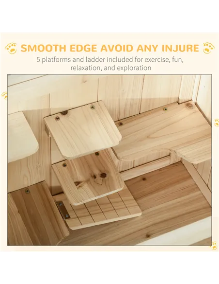 PawHut Wooden Hamster Cage with Storage Shelf, Small Animal Exercise Play House with Openable Top, for Hamsters, Gerbils, 60 x 4