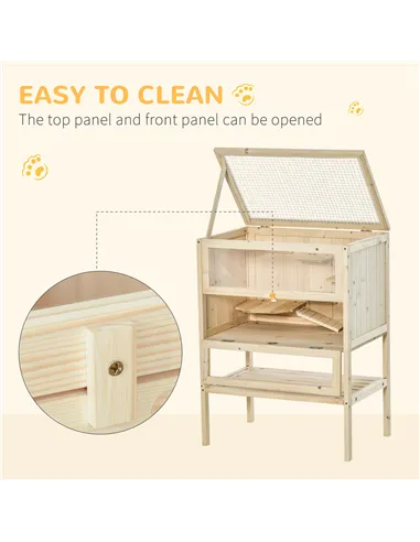 PawHut Wooden Hamster Cage with Storage Shelf, Small Animal Exercise Play House with Openable Top, for Hamsters, Gerbils, 60 x 4