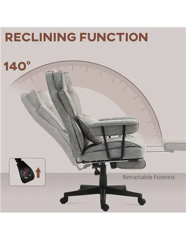 HOMCOM Executive Office Chair, Ergonomic Desk Chair with Foot Rest, Lumbar Support, Reclining Function and Wide Seat, Grey