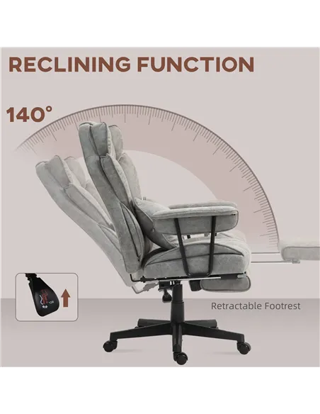 HOMCOM Executive Office Chair, Ergonomic Desk Chair with Foot Rest, Lumbar Support, Reclining Function and Wide Seat, Grey