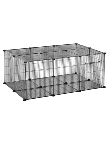 PawHut Pet Playpen DIY Small Animal Cage Metal Fence with Door, 22 Pieces, for Bunny Chinchilla Hedgehog Guinea Pig