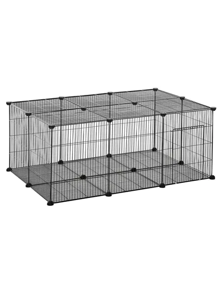 PawHut Pet Playpen DIY Small Animal Cage Metal Fence with Door, 22 Pieces, for Bunny Chinchilla Hedgehog Guinea Pig