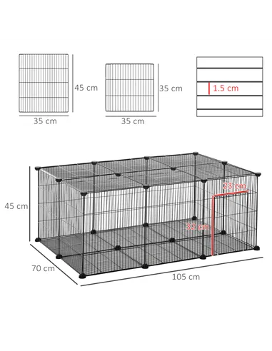 PawHut Pet Playpen DIY Small Animal Cage Metal Fence with Door, 22 Pieces, for Bunny Chinchilla Hedgehog Guinea Pig