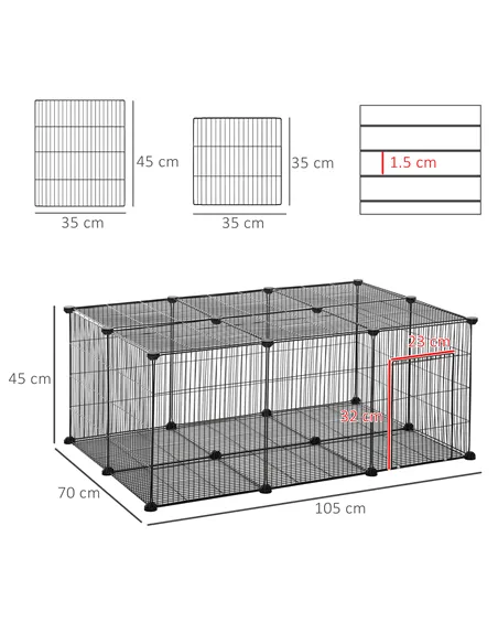 PawHut Pet Playpen DIY Small Animal Cage Metal Fence with Door, 22 Pieces, for Bunny Chinchilla Hedgehog Guinea Pig