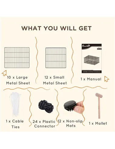 PawHut Pet Playpen DIY Small Animal Cage Metal Fence with Door, 22 Pieces, for Bunny Chinchilla Hedgehog Guinea Pig