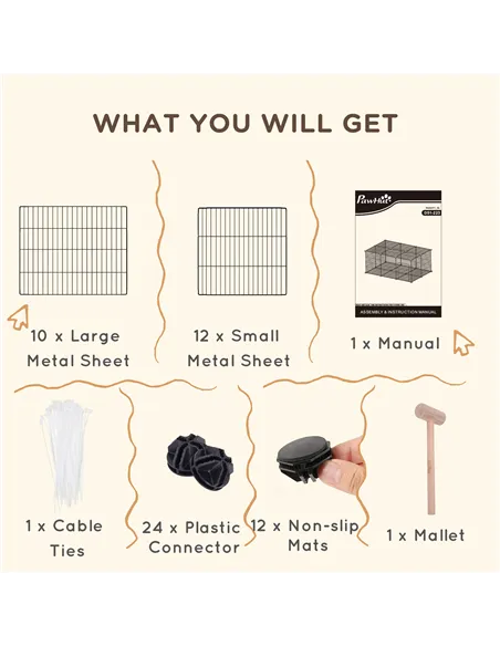 PawHut Pet Playpen DIY Small Animal Cage Metal Fence with Door, 22 Pieces, for Bunny Chinchilla Hedgehog Guinea Pig