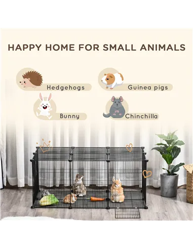 PawHut Pet Playpen DIY Small Animal Cage Metal Fence with Door, 22 Pieces, for Bunny Chinchilla Hedgehog Guinea Pig