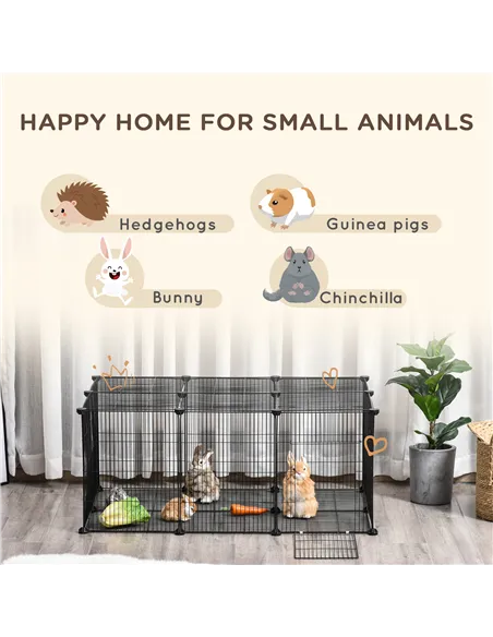 PawHut Pet Playpen DIY Small Animal Cage Metal Fence with Door, 22 Pieces, for Bunny Chinchilla Hedgehog Guinea Pig