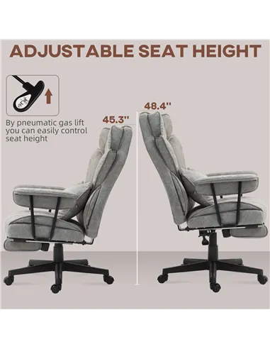 HOMCOM Executive Office Chair, Ergonomic Desk Chair with Foot Rest, Lumbar Support, Reclining Function and Wide Seat, Grey
