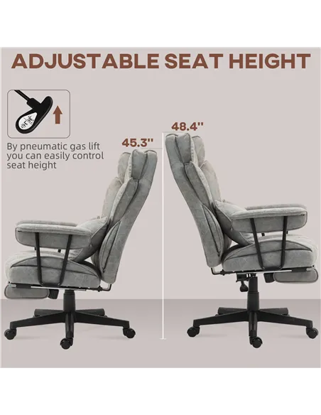 HOMCOM Executive Office Chair, Ergonomic Desk Chair with Foot Rest, Lumbar Support, Reclining Function and Wide Seat, Grey