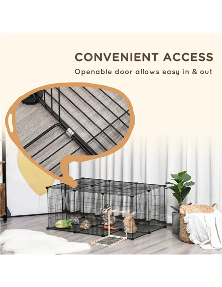 PawHut Pet Playpen DIY Small Animal Cage Metal Fence with Door, 22 Pieces, for Bunny Chinchilla Hedgehog Guinea Pig