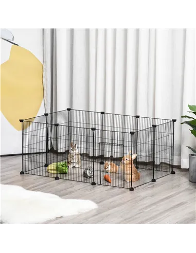 PawHut Pet Playpen DIY Small Animal Cage Metal Fence with Door, 22 Pieces, for Bunny Chinchilla Hedgehog Guinea Pig