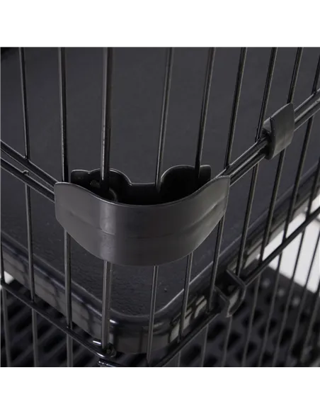 PawHut Four-Tier Small Animal Cage, for Bunnies, Ferrets, Chinchillas w/ Wheels, Tray - Black